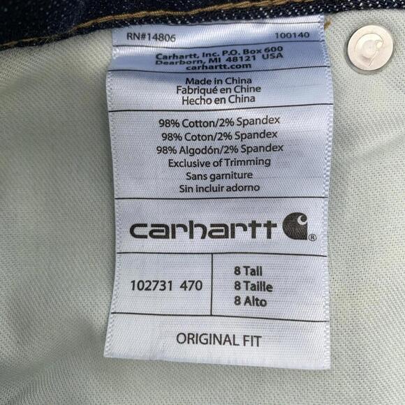 Carhartt Womens Sz 8 Tall Rugged Flex Relaxed Fit Jeans Stretch Blue - Picture 5 of 9